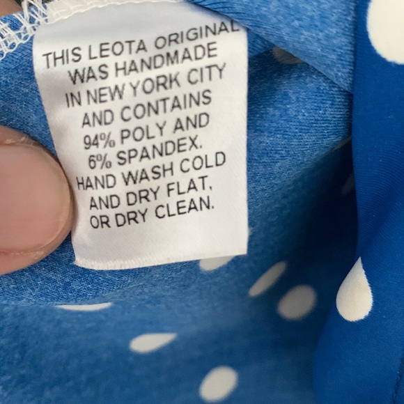 EUC Leota New York blue and white polka dot dress size M - Picture 6 of 6